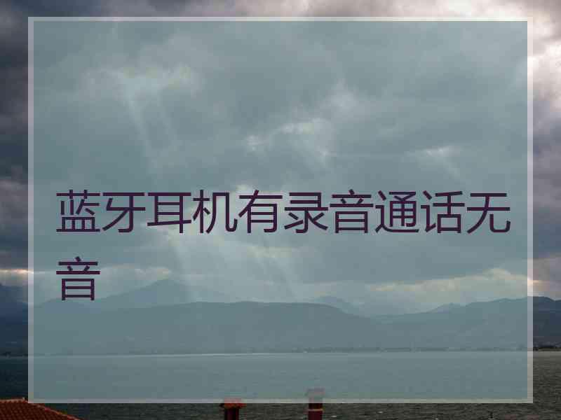 蓝牙耳机有录音通话无音