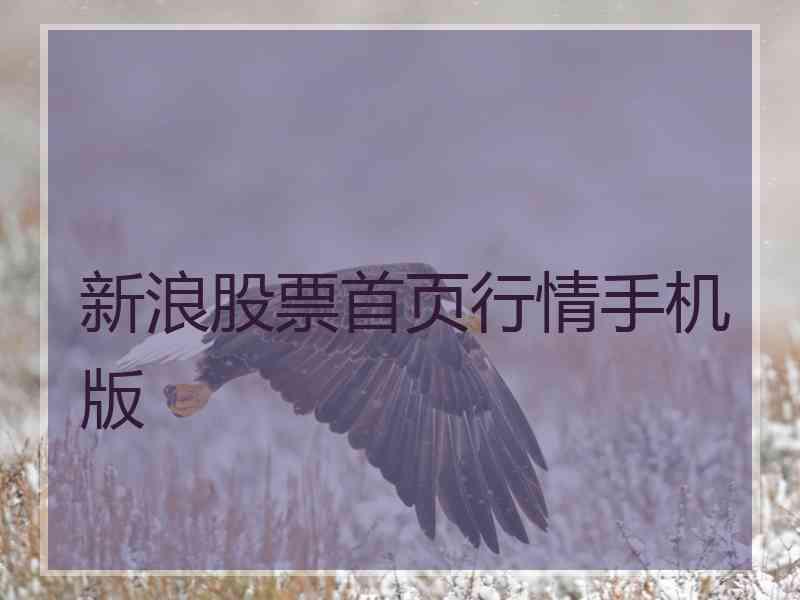 新浪股票首页行情手机版