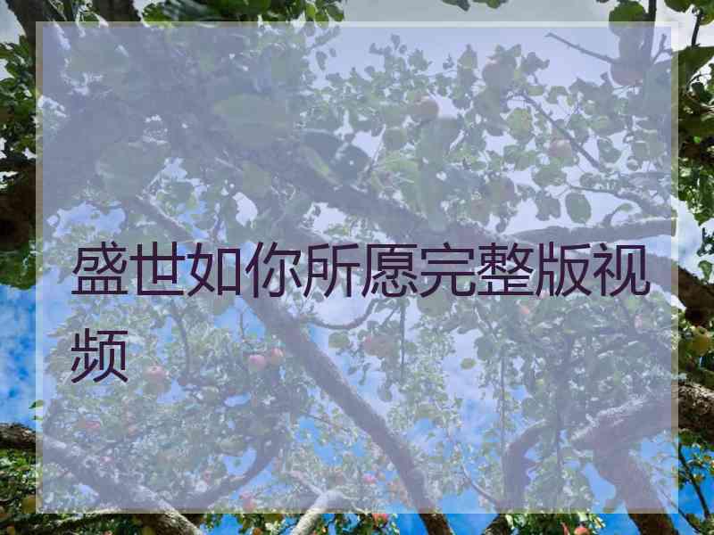 盛世如你所愿完整版视频