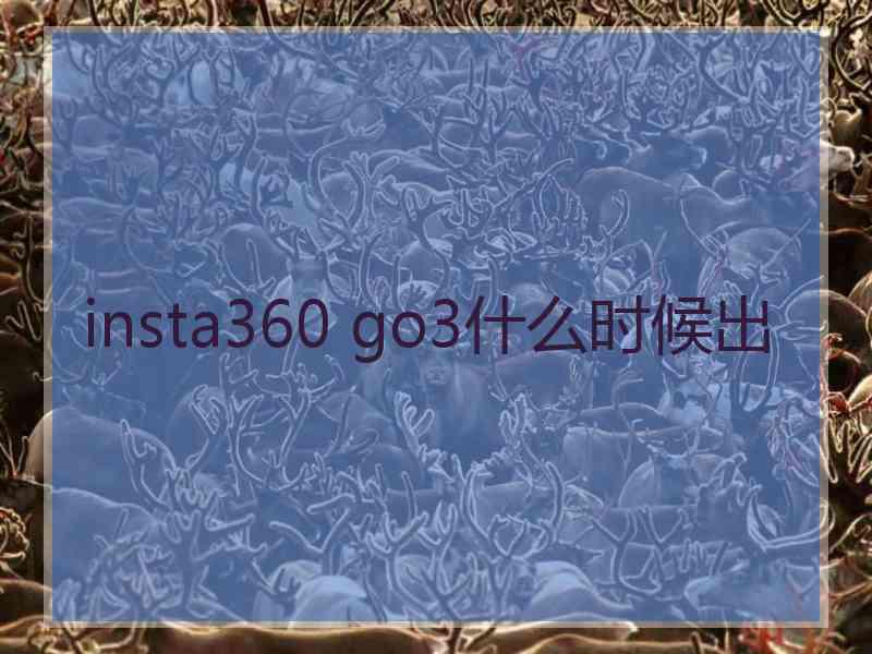 insta360 go3什么时候出