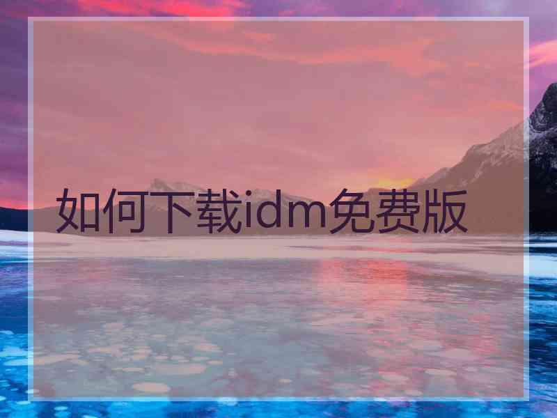 如何下载idm免费版