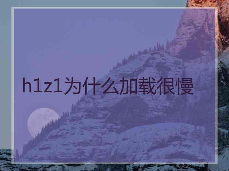h1z1为什么加载很慢