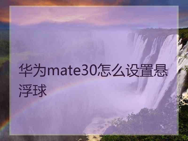 华为mate30怎么设置悬浮球