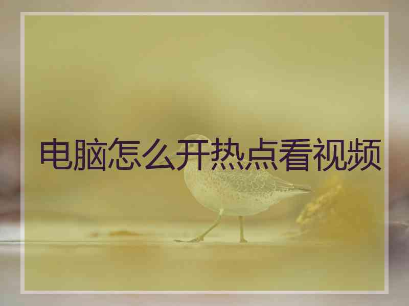 电脑怎么开热点看视频