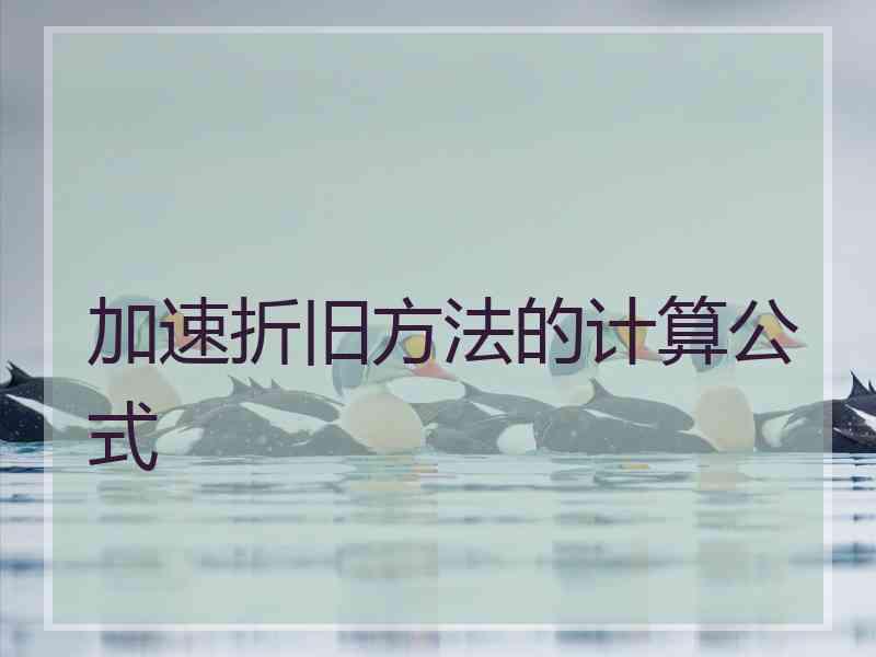 加速折旧方法的计算公式