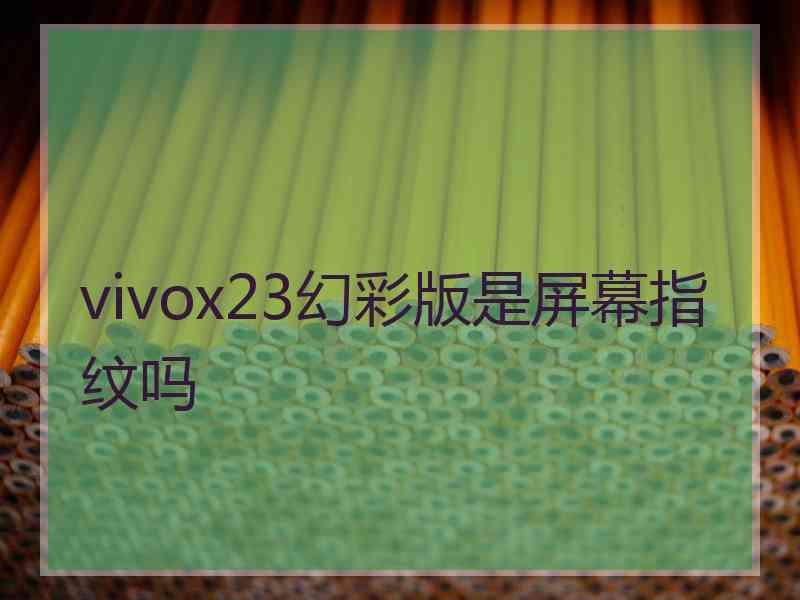vivox23幻彩版是屏幕指纹吗