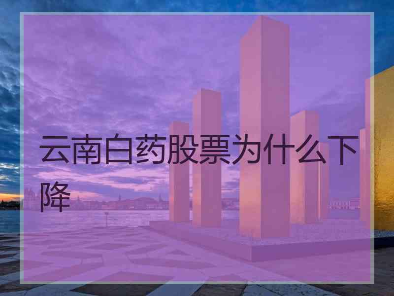 云南白药股票为什么下降