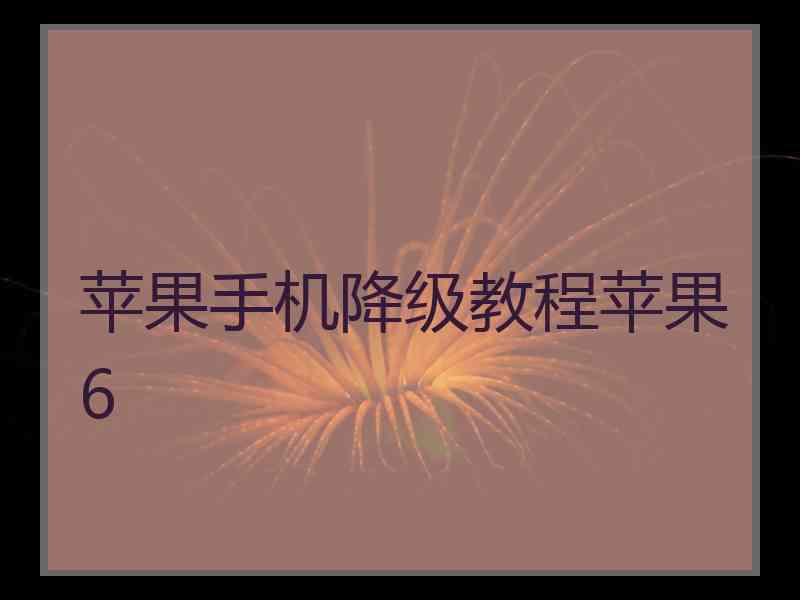 苹果手机降级教程苹果6