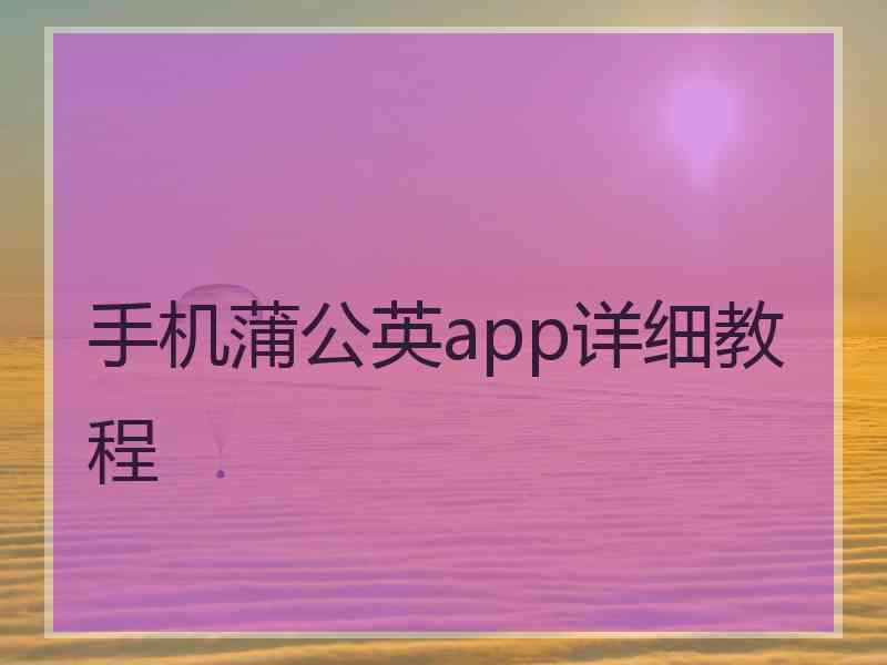 手机蒲公英app详细教程