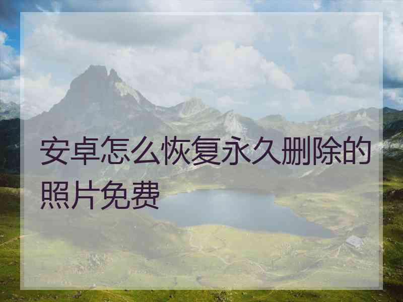 安卓怎么恢复永久删除的照片免费