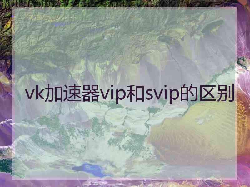 vk加速器vip和svip的区别