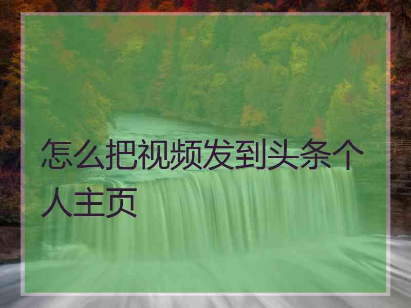 怎么把视频发到头条个人主页