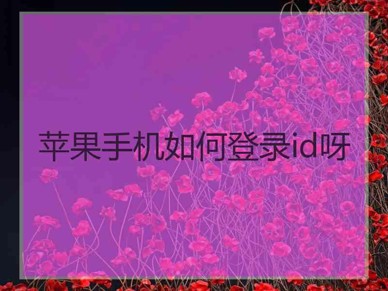 苹果手机如何登录id呀