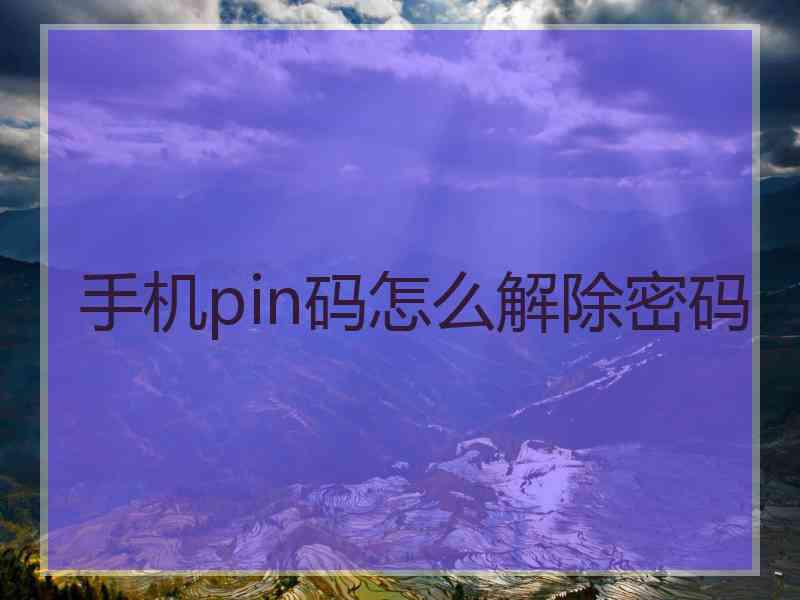 手机pin码怎么解除密码