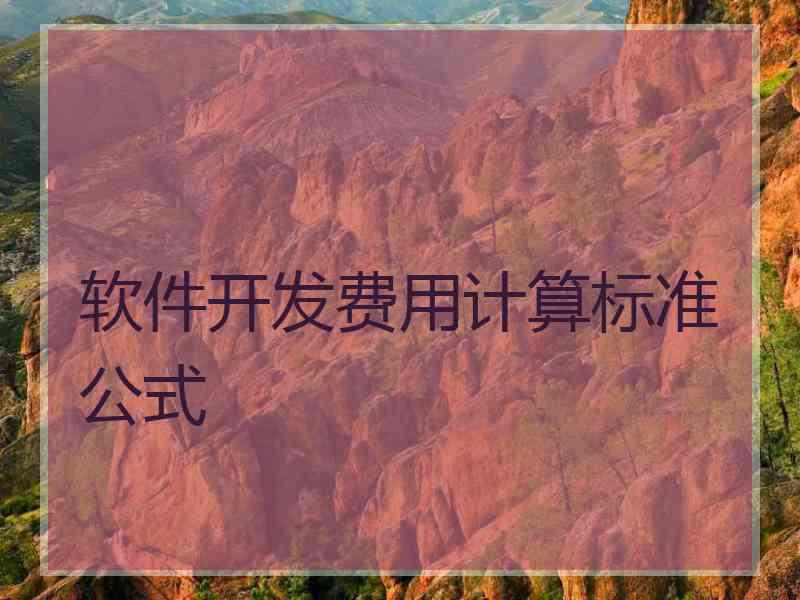 软件开发费用计算标准公式