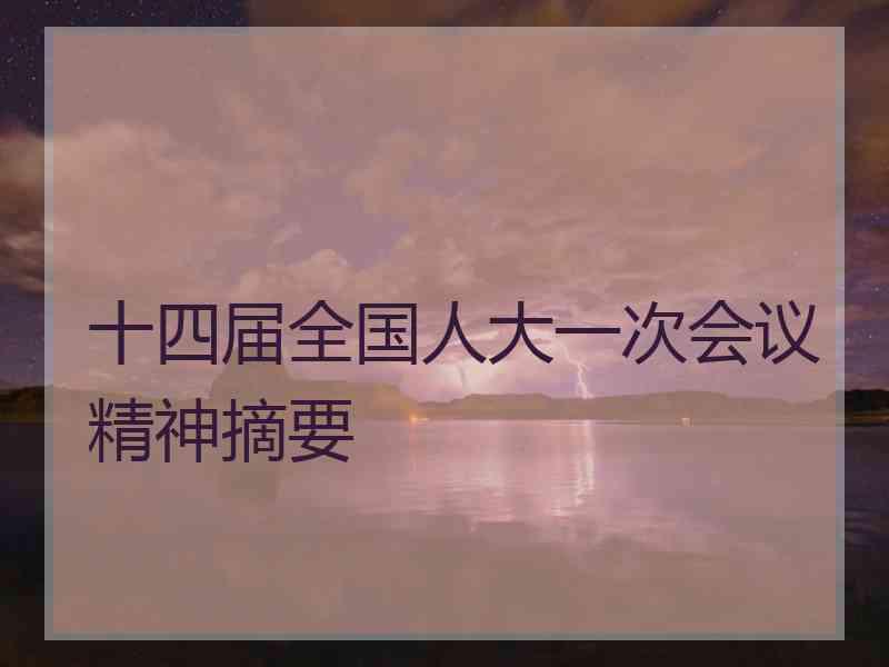 十四届全国人大一次会议精神摘要