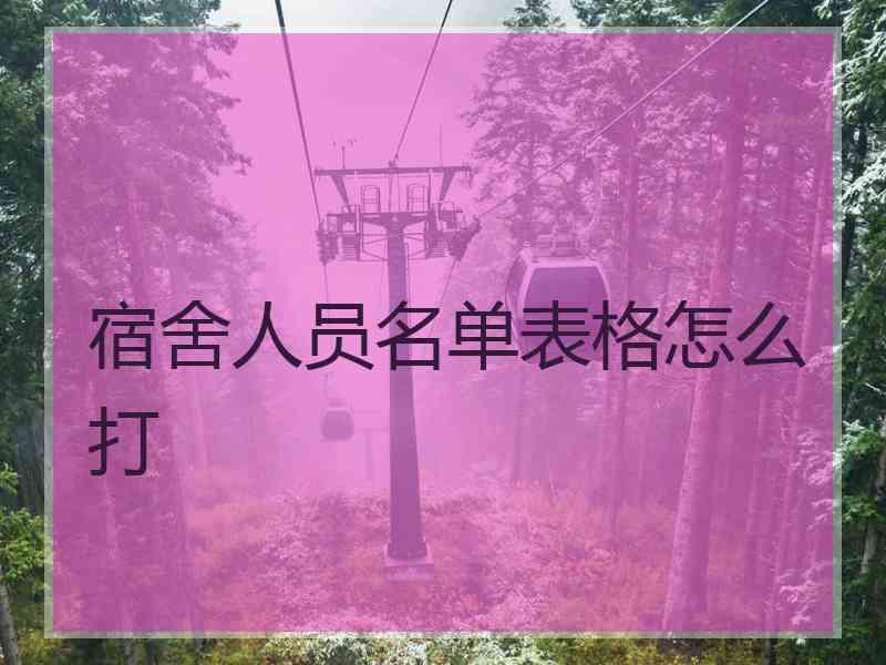 宿舍人员名单表格怎么打