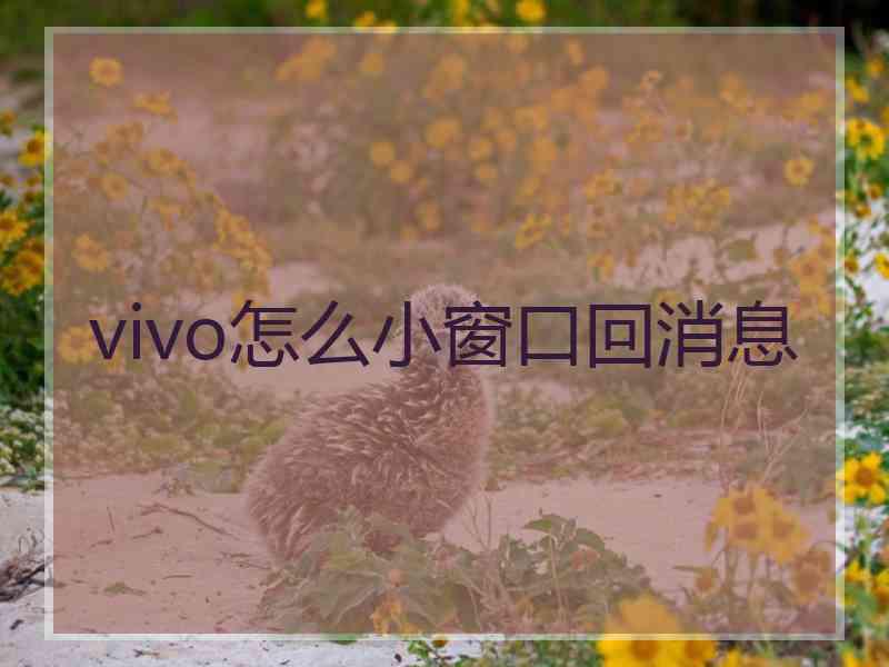 vivo怎么小窗口回消息