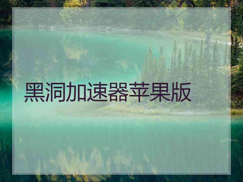 黑洞加速器苹果版