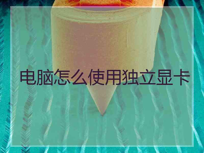 电脑怎么使用独立显卡