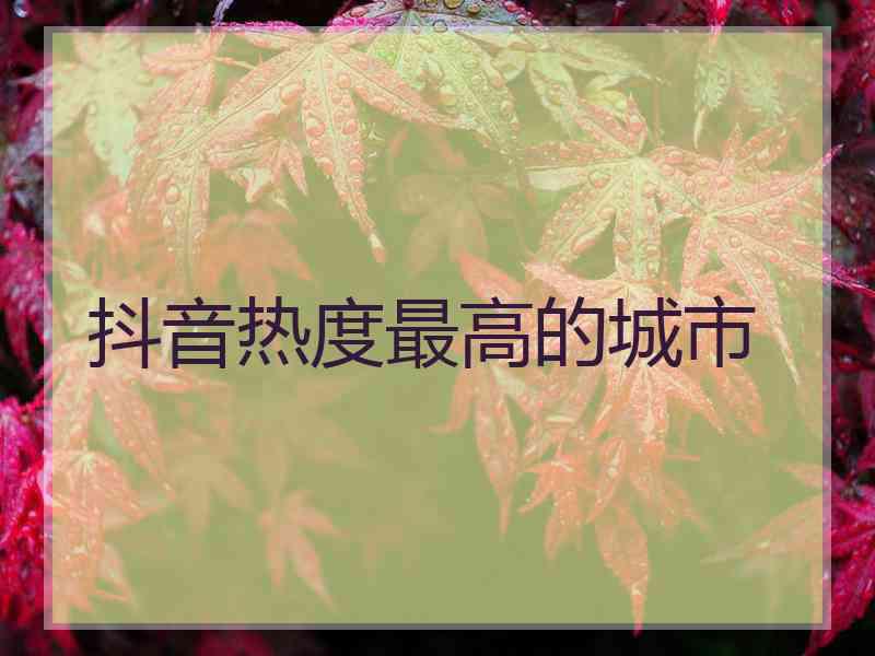 抖音热度最高的城市