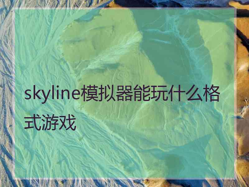 skyline模拟器能玩什么格式游戏