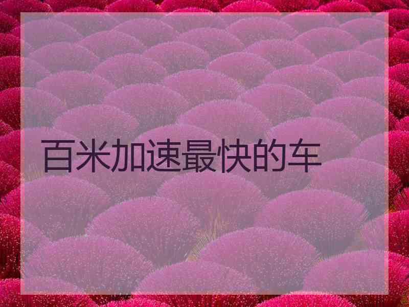 百米加速最快的车