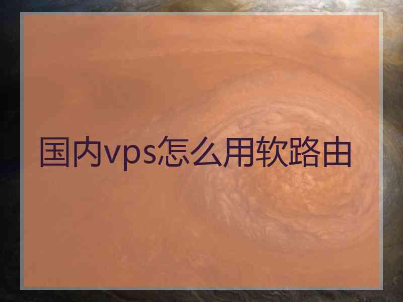 国内vps怎么用软路由