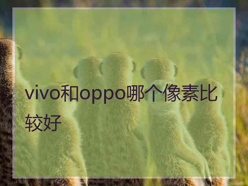 vivo和oppo哪个像素比较好