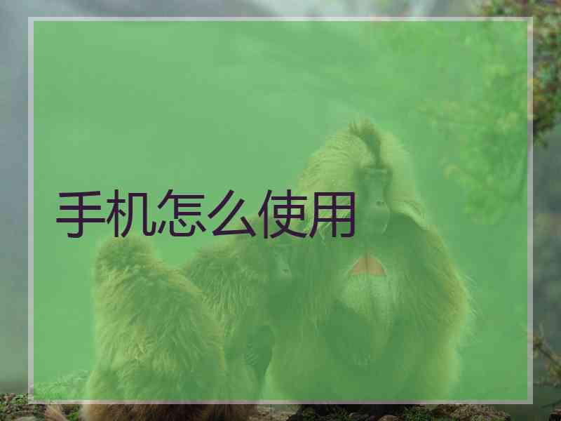 手机怎么使用