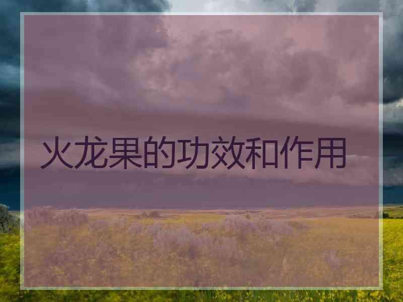 火龙果的功效和作用