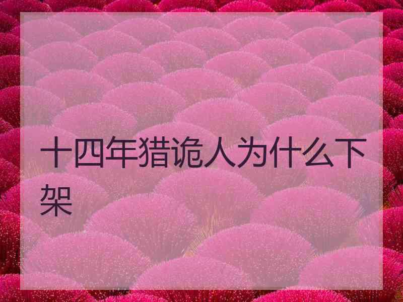 十四年猎诡人为什么下架