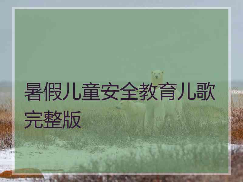 暑假儿童安全教育儿歌完整版