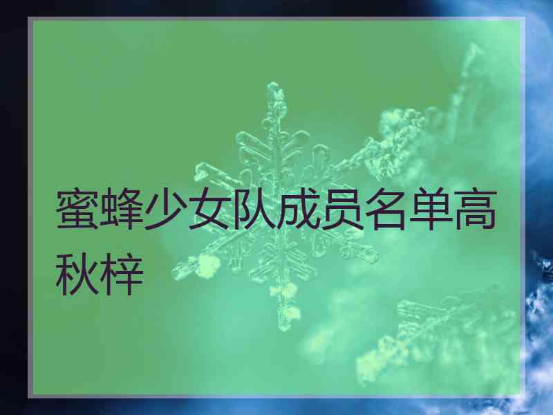 蜜蜂少女队成员名单高秋梓