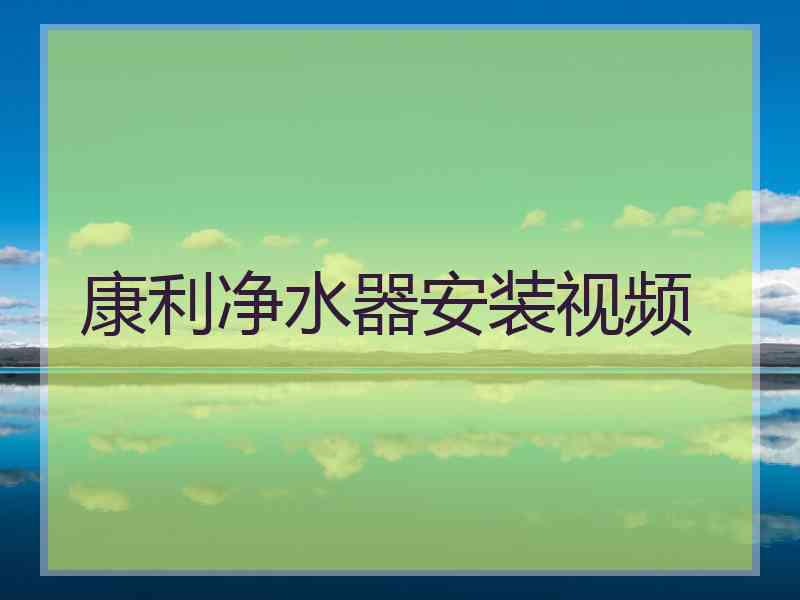康利净水器安装视频