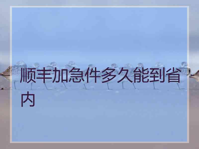 顺丰加急件多久能到省内