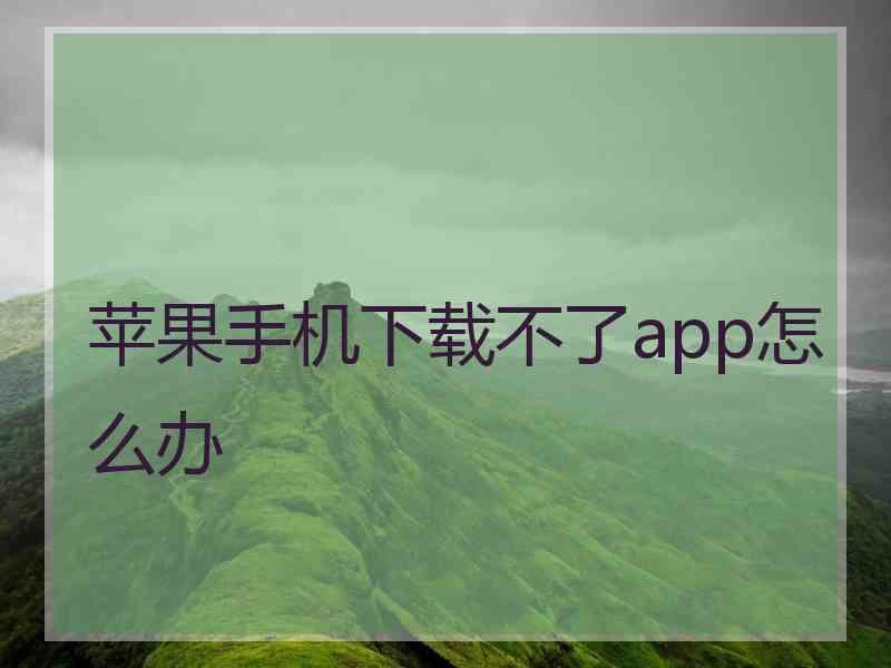 苹果手机下载不了app怎么办