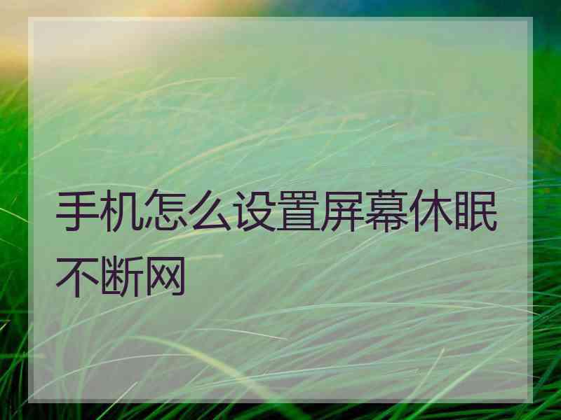 手机怎么设置屏幕休眠不断网