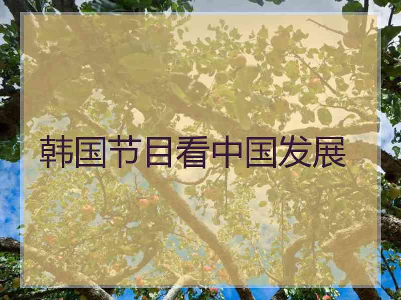 韩国节目看中国发展