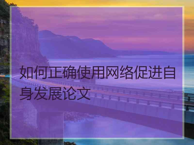 如何正确使用网络促进自身发展论文