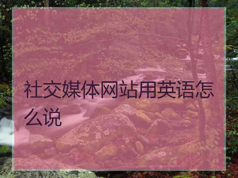 社交媒体网站用英语怎么说
