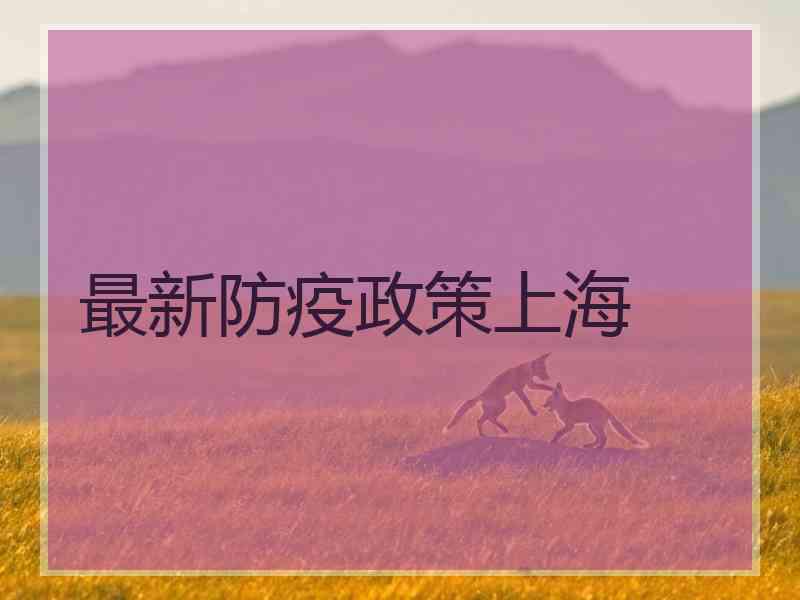 最新防疫政策上海