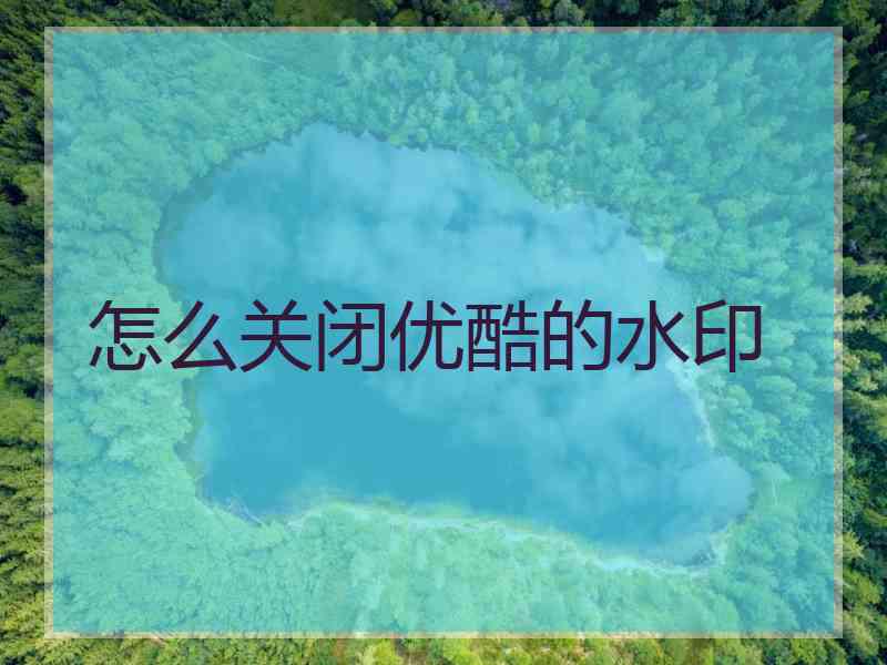 怎么关闭优酷的水印