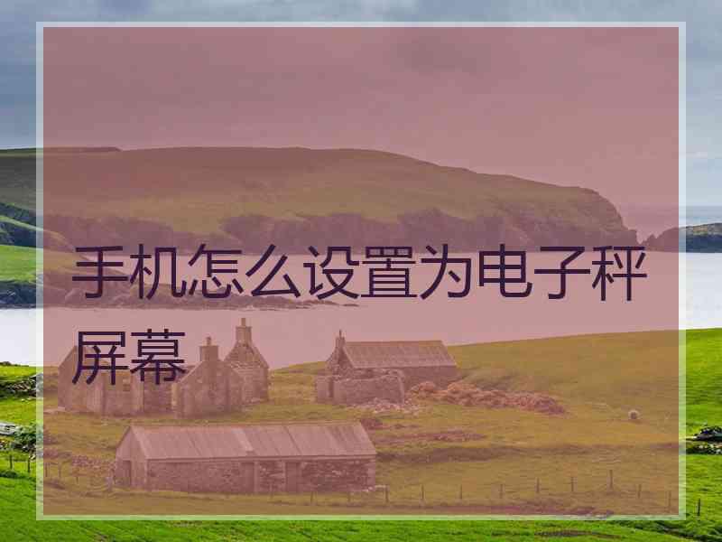 手机怎么设置为电子秤屏幕