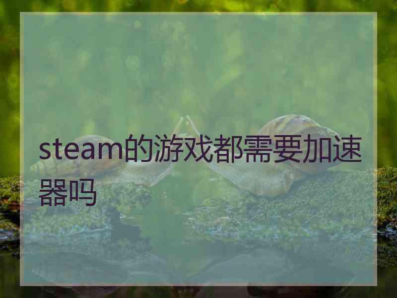 steam的游戏都需要加速器吗
