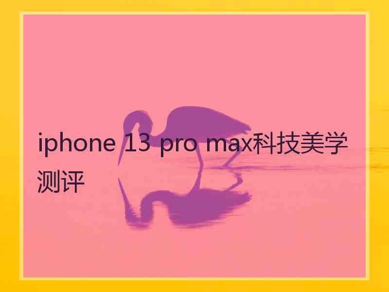 iphone 13 pro max科技美学测评