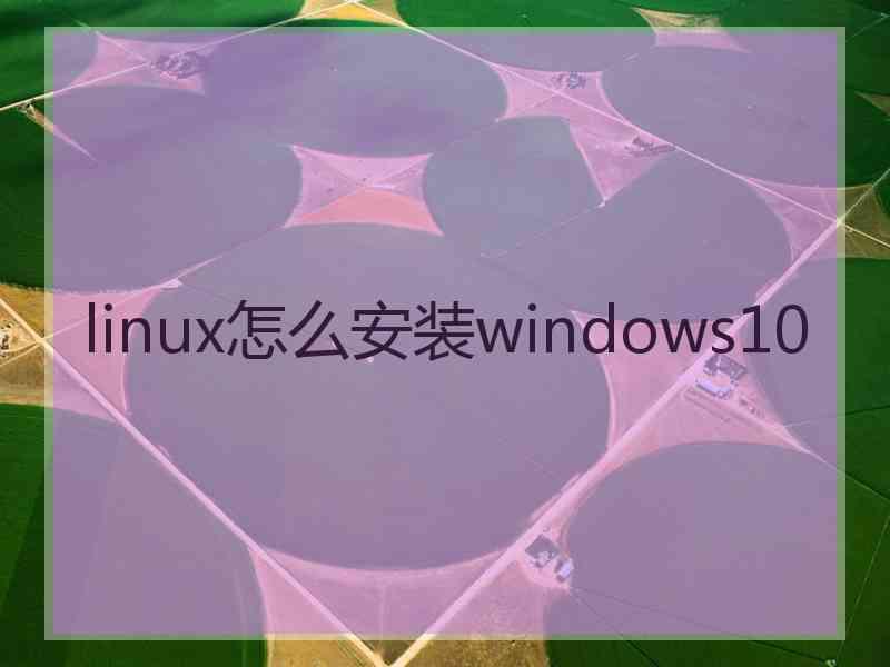 linux怎么安装windows10