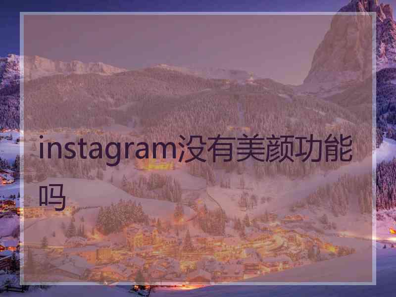 instagram没有美颜功能吗