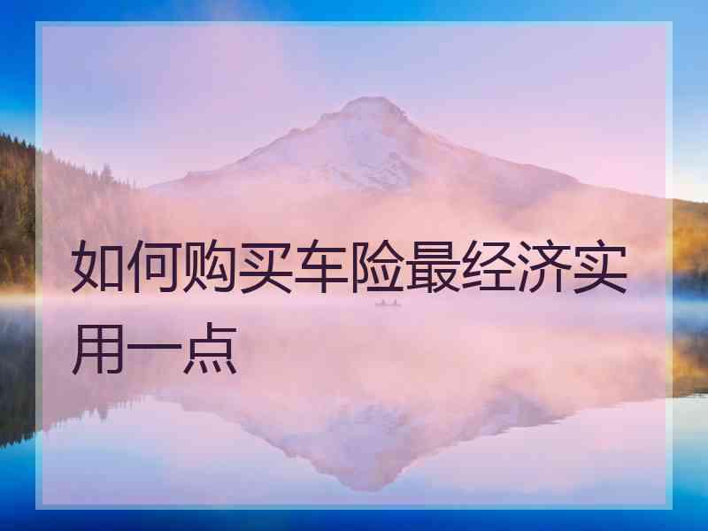 如何购买车险最经济实用一点