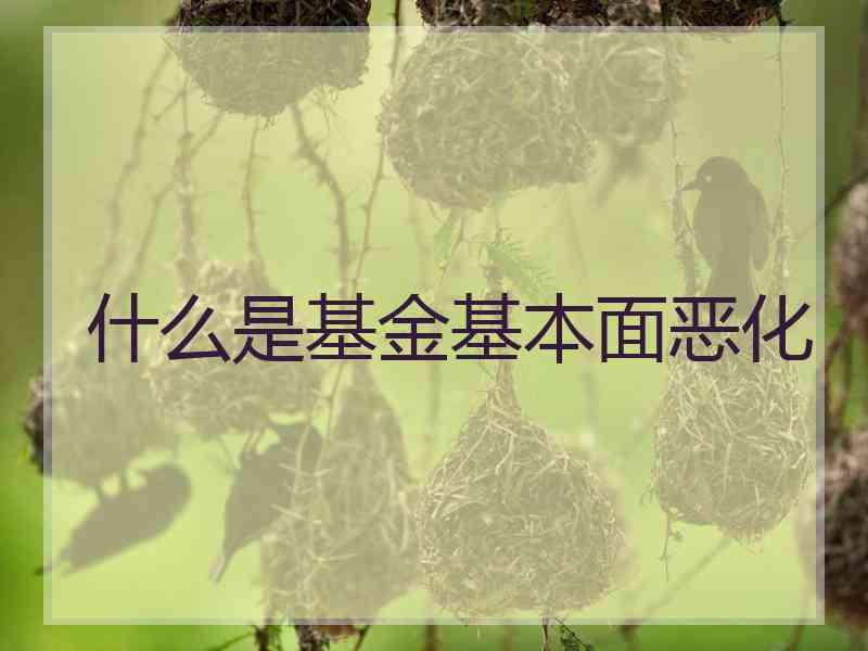 什么是基金基本面恶化